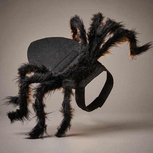 Cat Spider Costume - black plush eight-leg spider costume for cats with adjustable chest strap
